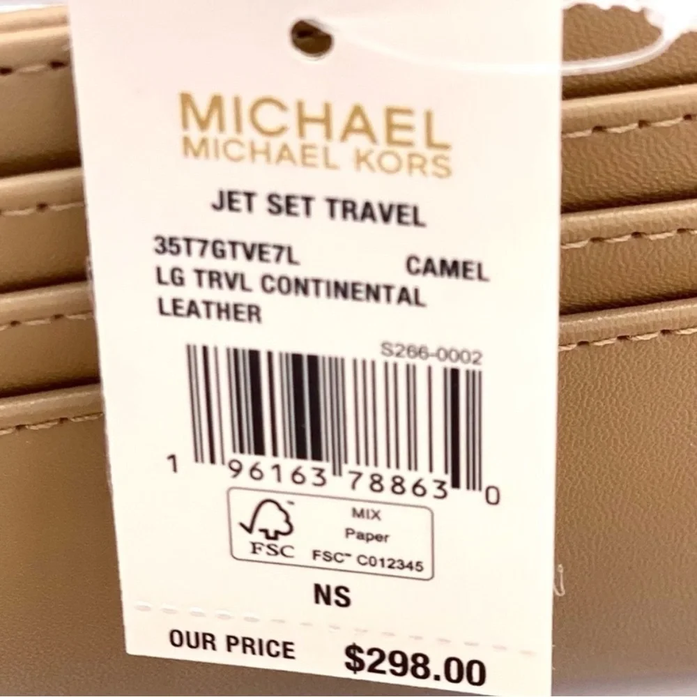 Michael Kors Large Continental Wallet Wristlet Camel
